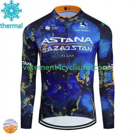 Homme Maillot vélo Hiver Thermal Astana Qazaqstan 2024